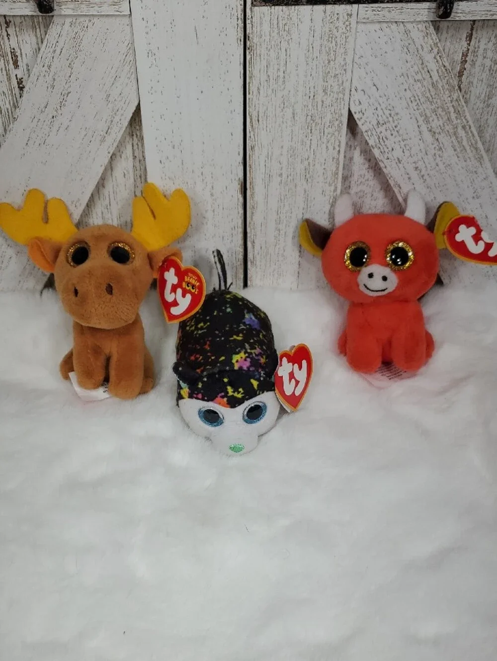 Ty Beanie Boos Plush Moose, Bull Cow, Husky Stuffed Animals